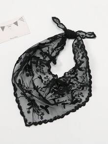 1 件花卉蕾丝边婚礼面纱真丝围巾头巾 - 多色 - 查看 18