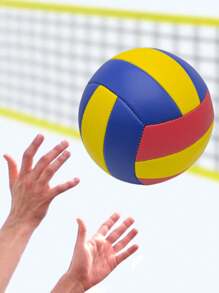 1pc Multi-Color PU Stitched Volleyball, , Elastic, High-Bounce 5# Beach Volleyball For Competition And Training