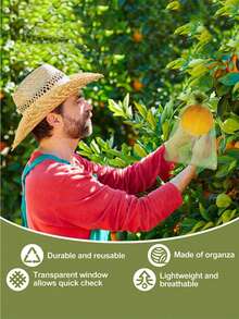 50个装花园水果保护网袋防虫防鸟水果网袋保护植物免受害虫鸟类松鼠侵害多功能抽绳收纳袋 - 彩色 - 查看 2