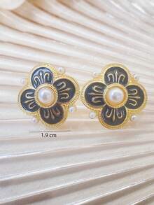 1pc Retro Geometric Pattern European & American Style Fashion Pin Brooch, Versatile For Daily Wear And Festivals - Earrings - View 2