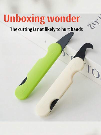 A Household Express Delivery Non-Invasive Box Opening Utility Knife Two-In-One Safe Box Opening Package, Anti-Cut Hand Portable Package Opening Magic Tool,Back To School,School Supplies