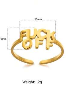 1Pc Stainless Steel Letter Ring Punk Style Open Adjustable Finger Ring Unisex Jewelry Accessories - Ring - View 4