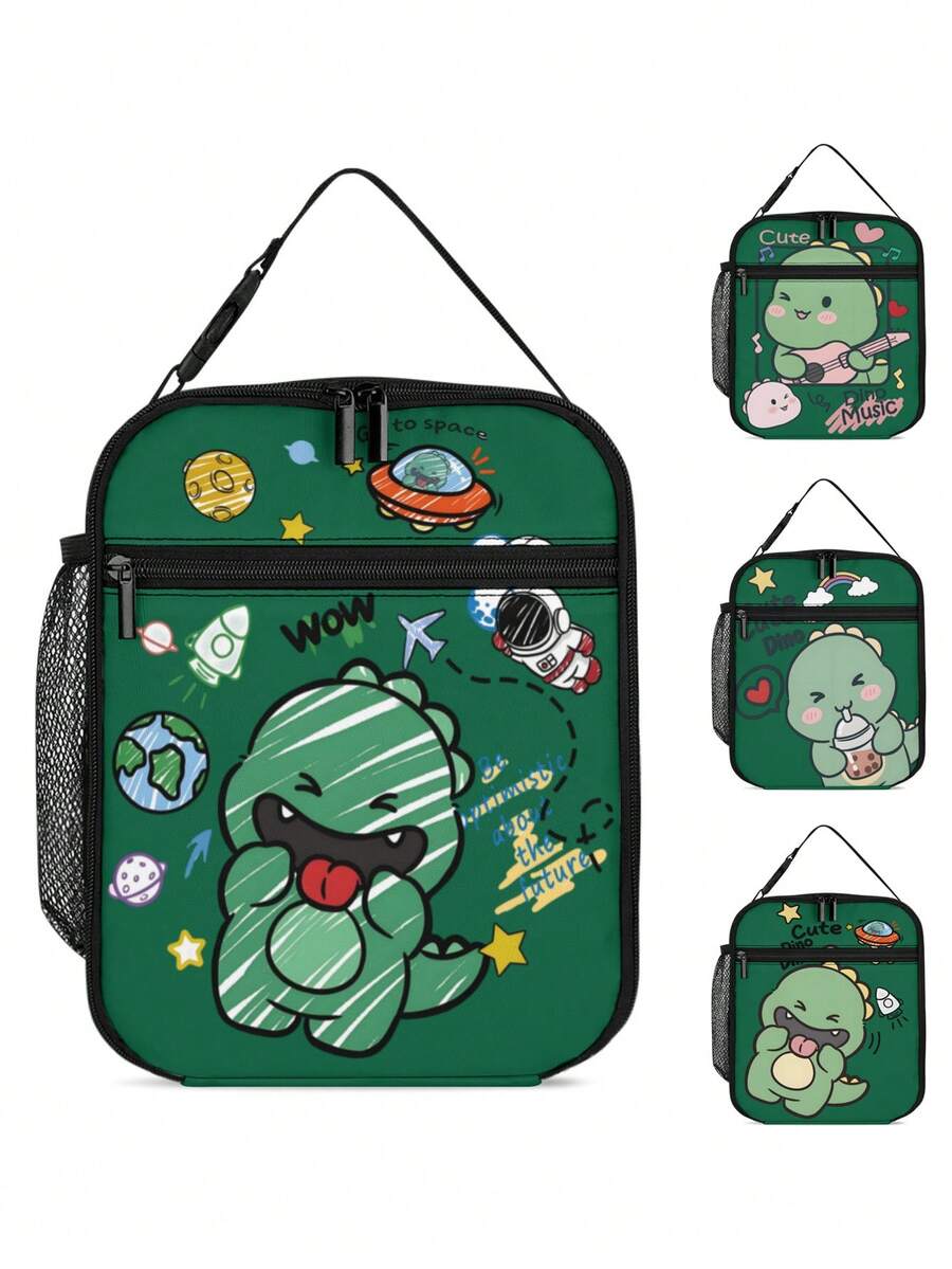 Kids Cute Butterfly & Dinosaur Insulated Lunch Bag, Casual Fashion Lunch Box Tote Bag For Boys And Girls, Suitable For School, Travel, Picnic, A Perfect Gift For Children - one-size - View 1