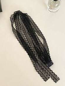 Layered White Lace Bow Waxed Cord Waist Belt, Ribbon Hair Band, Collor Neckband, Versatile For Spring/Summer - Ribbon - View 8