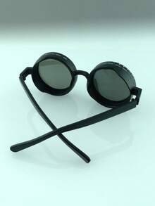 1pc Classic Retro 2025 New Round Frame Fashion Glasses, Adjustable Photochromic Black Lens, Niche Design With Distinctive Vibe - Multicolor - View 2