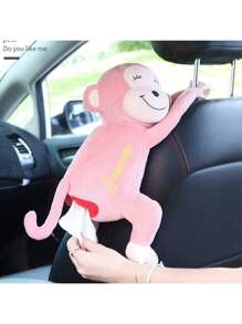 1pc Paper Towel Box For Both Home And Car, Car Mounted Cartoon Storage, Car Interior Decoration, Cute Children's Monkey Paper Towel Draw