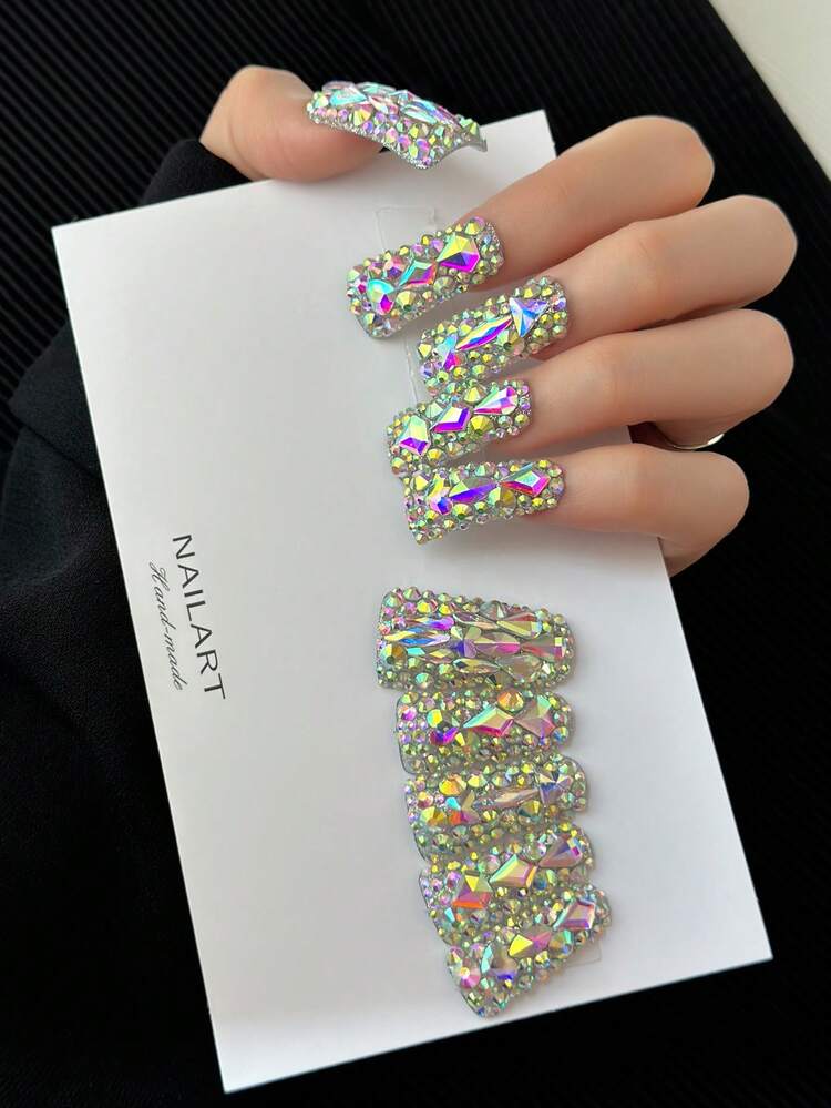 10個 Lonnailssy ラグジュアリー ハンドメイド プレスオンネイル