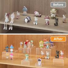 Tomnk 6Pcs Clear Acrylic Boxes For Display, Acrylic Risers Display Stands Cube Display Boxes With Hollow Bottoms, Variety Of Storage Methods, Suitable For Bedrooms, Living Rooms, Banquet Halls, Mother's Day Decor, Ideal Mother's Day Gift - 無色 - 查看 9