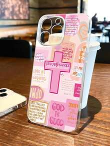 Funda para phone con eslogan (1 unidad), diseño de cruz y Jesús, TPU transparente, protección completa, anticaídas, antihuellas, compatible con phone S - Multicolor - Ver 8
