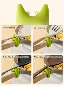 3pcs Silicone Kitchen Utensils Set - Spill-Proof Ladle, Pot Lid Holder, And Multi-Functional Spatula Rack, Random Color, Suitable For Home And Restaurant Kitchen