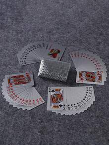 1pc 54 Sheets Color Silvery Gold Card Games Card Group Waterproof Multiplayer Game Cards Suit Magic Package Marry Party Birthday Festival Board Game Gift Collection - Silver - View 2