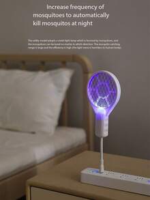 1 个 USB 供电苍蝇拍 - 三合一电击装置，配备五层网格，只杀蚊子不杀人，便携式杀虫器，适用于室内/室外露营、厨房、露台、汽车，小巧便携，节能，是必备的害虫防治工具。
