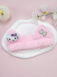 Sanrio 1pc Hello Kitty Kawaii Spa Headband - Soft Fluffy Hair Band For Women, Cute Makeup Headband For Skincare, Washing, Party & Shower (Sanrio Collection) Turban Headband Sweatband