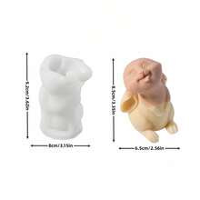 1PC Rabbit Candle Silicone Mold, DIY Looking-Up Bunny Mold For Aromatherapy Candles / Gypsum Decor / Diffuser Stone / Handmade Soap Crafting - Transparent White - View 4