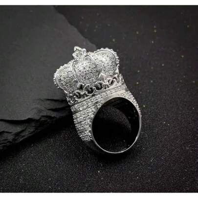 Local Shipping-Street Hip Hop Ring, Crown Ring, Crown Top Pinky Ring, Gift To Him 925 Sterling Silver Promise Jewelry Ring,Men's King Crown Ring, Mois