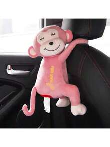 1pc Paper Towel Box For Both Home And Car, Car Mounted Cartoon Storage, Car Interior Decoration, Cute Children's Monkey Paper Towel Draw