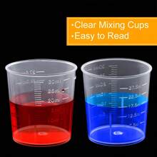 60 Ml 2 Oz/Set And 30 Ml 1 Oz/Set Plastic Graduated Cups Clear Epoxy Mixing Cups With 50 Wood Craft Sticks For Resins, Epoxies, Stains, Mixed Paints 10pcs/1set 50PCs/1SET
