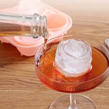 1pc 4-Hole Creative Rose-Shaped Homemade Ice Cube Tray, For Cocktail, Whisky, Beverage & Juice