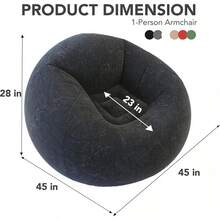 45x45x28 Inflatable Beanless Bean Bag Chair Lounge Sofa - Black - Beige - View 4