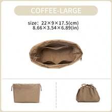 Coffee, More Soft, Suitable For Bucket Bag, The Inner Bag, The Mini Bag, The Middle Bag, The Storage Lining Bag, The Double Drawstring Nylon Waterproof Bag, Large Capacity Accessories For Bags, Picotin 15/18/22 Bag Insert, Bags Organizer, Purse Organizer Insert, Lightweight And Soft Touch Bag-In-Bag