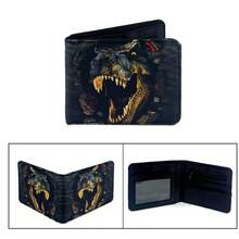 青少年男孩酷炫钱包布艺钱包信用卡现金夹可爱卡哇伊美学钱包带零钱袋身份证窗口适合青少年男孩男性青年男孩青少年（游戏/恐龙）