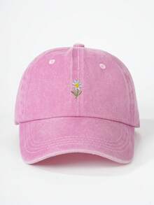 1pc Women's Embroidered Daisy Washed Baseball Cap, Adjustable Outdoor Sun Protection Casual Hat Suitable For Spring, Autumn, Travel, Beach, Also Applicable For Young Men Y2K Style Cap - Baseball Cap - View 20