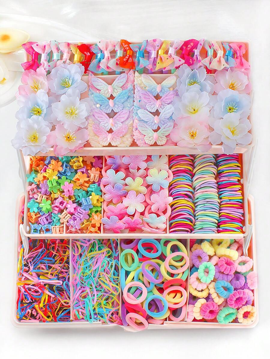 Bộ 892 phụ kiện tóc dễ thương nhiều màu sắc dành cho bé gái - Kẹp tóc, Dây buộc tóc, Kẹp tóc cánh bướm, Dây buộc tóc, Đồ trang trí tóc, Kẹp tóc cho học sinh tiểu học