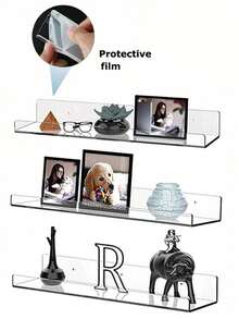 1 pieza Estantería de pared de acrílico transparente en forma de U - Blanco - Ver 5