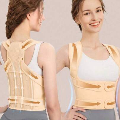 Yellow Back Posture Support Belt - Adjustable, Invisible Compression Support For Sitting Workers, Improves Round Shoulders And Hunchback, Hand Washable, Ideal For Valentine'S Day, New Year, And Teachers' Day, Posture Correction Belt|Adjustable Support Belt|Comfortable Fit Belt Breathable Posture Corrector Back Brace - Anti-Humpback Support Belt For Fitness & Training, Polyester, Exercise Waist Belt Suitable For Workout Home Sports And Walk