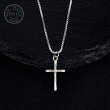 1 Piece | 925 Sterling Silver Cross Necklace, Women's Silver Cross Necklace, Chain Length 16+2 Inches, Italian Simple Fashion Style Design, Shiny Silver, Exquisite Women's Jewelry, Jewelry Pendant Stainless Steel Jewelry, Party Accessories, Bohemian Style, Elegant Style, Suitable For Women To Wear To Participate In Christmas Themes, Dances, Beach Parties, Teacher's Day Gifts, Renaissance Expo Gifts. (With Exquisite Gift Box) - Silver - View 6
