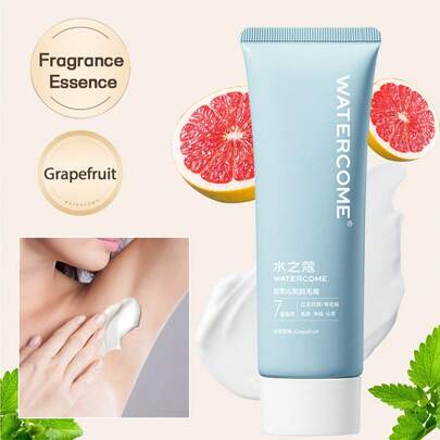 WATERCOME 80克舒缓脱毛膏，薄荷清凉感，温和脱毛，香味宜人，适用于腋下、比基尼线、手臂和腿部，无痛无瑕脱毛膏，敏感配方，适合所有肤质。