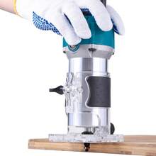 电动木工雕刻机 800W 110v-铝合金动力木工手动修边机，配备链锯盘，美国插头，无需电池，适用于修边、倒角和缺口 - 美規A型插(110-127V) - 查看 2