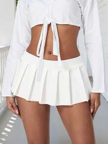 Women's Rave Mini Skirt Y2k Pleated Skirts Mini Skirt Casual Short Skirts Micro Skirt For Festival Costumes, Rave Party, Beach - 白色 - 查看 9