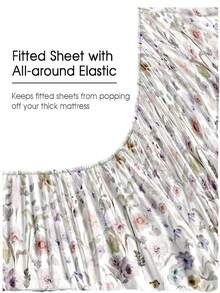 4pcs Garden Plant Flower Pattern Sheet Set Easy Care Microfiber Soft Bedding Set Fitted Sheet Set (1pc Flat Sheet+1pc Fitted Sheet+2pcs Pillowcases) Fitted Sheet Set King Queen Full TWIN SIZE Sheet Deep Pocket Up To 11.8 Inch Pillowcase, Soft Breathable Wrinkle-Free Better For Sleep, Luxury Hotel Style, Gift For Mom Dad Friend Domitory Bedding Back School - Multicolor - View 5