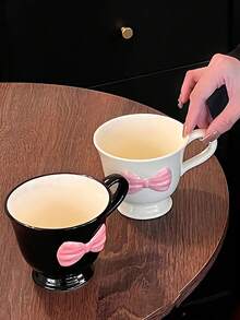 1 件可爱 3D 蝴蝶结陶瓷杯，高美感蝴蝶结咖啡杯，适合女孩和女士，生日/节日礼物