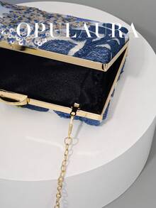 OpulAura Sequin Embroidered Floral Box Clutch Bag, Women Fashion Sequin Patchwork Handbag, Party Evening Bag, Random Cut, Suitable For Females, Fit For Party, Wedding, Prom, Vacation. Ideal For Party, Wedding, Prom, Evening/Gala, Match With Holiday Party Dress, Evening Gown, And Sequin Dress., Sparkling Sequin Bags Ladies Elegant