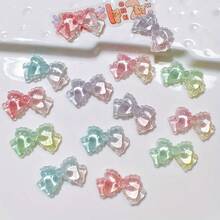 10/20/30pcs Resin Crafts Materials Accessories, DIY Decorations Shoe Clips Cups Sticker Hair Clips Random Color Gradient Bowknot - Multicolor - View 8