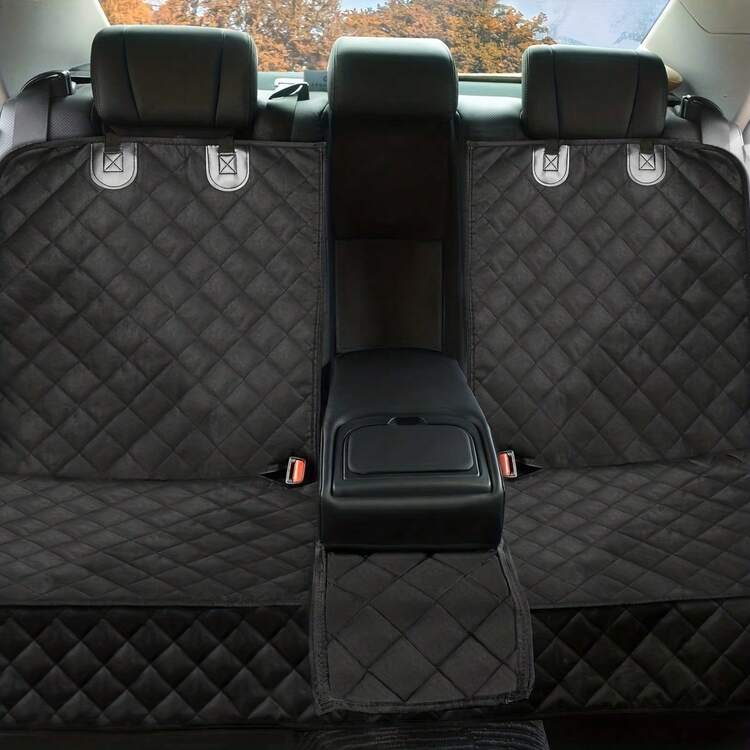 Cubierta protectora impermeable universal para asiento de mascota para la parte trasera del automóvil, cubierta antideslizante para asiento trasero para sedán, van, SUV - Negro - Añade 4