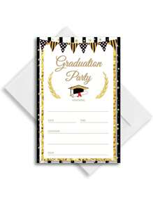 2pcs/Set Graduation Invitation Cards With Envelopes, Graduation Season Party Invitation Cards, Double-Sided Writeable Invitations, Suitable For Graduation Party, Theme Party - Multicolor - View 6