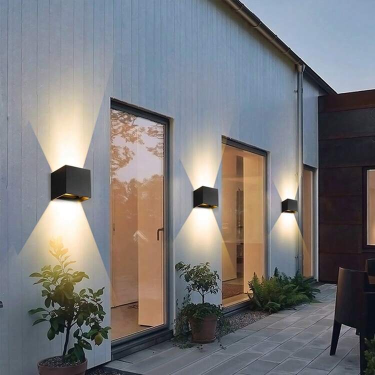 CANMEIJIA Đèn tường vuông ngoài trời chống thấm nước, chiếu sáng lên xuống, điện áp 85-265V, chất liệu nhôm/nhựa tùy chọn, chuẩn chống nước IP65/IP33, trang trí nội thất, chiếu sáng trong nhà cho ban công/sân/vườn/cầu thang/đường phố/phòng khách/phòng ngủ/nhà bếp/phòng tắm/hành lang. - Đèn tường vuông - Xem 4