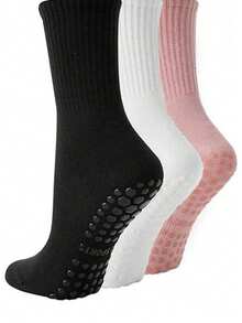 2pcs/3pcs/4pcs/5pcs Yoga Socks For Women, Mid-Calf Socks For Professional Fitness, Pilates, Non-Slip Sports Socks To Pair With Shark Bite Pants, Summer - Multicolor - View 1