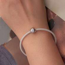 WOSTU 1 件 925 纯银粉色珐琅瓢虫珠粉色锆石瓢虫吊坠女士手链和手镯 DIY 精美珠宝 - 銀色 - 查看 4