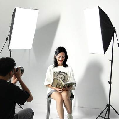 Softbox Lighting Kit, 16" X 16", Professional Softbox With 45W LED Bulbs, 3000-6500K Adjustable Color Temperature, Tripod Stand, Studio Lights For Photography, Vedio Recording, Live Streaming