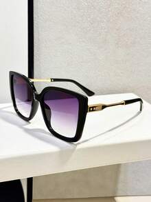 1pc Retro Cat Eye Big Frame Y2K Personalized Contrast Color Fashion Fashion Glasses For Vacation For Summer Beach Vacation, Outdoor, Travel Shades Botanical Floral Pattern Bohemia Style Oversized Square Frame For Vocay,Beach,Travel - Multicolor - View 18