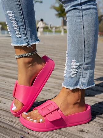2025 New European & American Style One-Buckle EVA Thick Sole Slippers, Casual Comfortable Outdoor Sandals