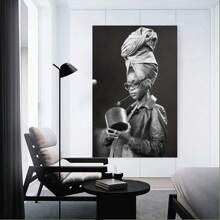 Framed [Artistic Charm] Erykah Badu Canvas Poster - Stylish Music Wall Art With Black And White Photo, Wrapped Canvas Frame, Pine , Ideal For Bedroom, Living Room, Office Decor, Living Room Art|Musicthemed Decor|Headphone Imagery, Music Room Decor