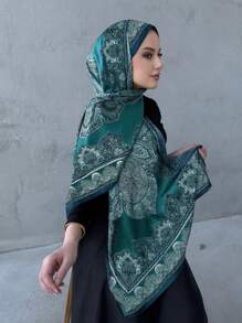 1 pièce Foulard hijab en mousseline imprimée, foulard élégant et luxueux de couleur rétro pour femme, accessoires hijab abaya, voile pour femme