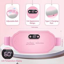 Period Pain Relief Wireless Heating Pad With 6 Heat Levels And Massage Modes, Portable Electric Heating Mat - Pink - View 7