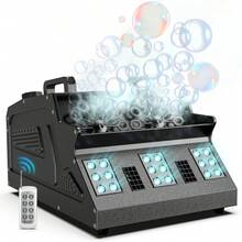 1500W Fog And Bubble Machine Fog And Bubbles 18 RGB LED Integrated Stage Effect Machine With Remote Control 7 Channels DMX512 Suitable For Christmas Decoration Home Carnival Party Wedding Music Performance Christmas Club DJ Bar - 英規插(220-240V) - 查看 12