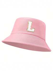 1pc Women'S 26 Letters Bucket Hat, Personalized Fashion Casual Sun Hat, Casual Holiday Beach Sun Hat For Travel, Daily Travel Outdoor Sports Hat, Sun Hat, Minimalist Bucket Hat, Lightweight And Foldable, Suitable For Outdoor, Travel, Hiking, Picnic, Commuting, Etc., Also A Great Gift For Mom Or Friends